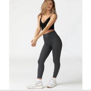 Joah brown Black ribbed balance leggings